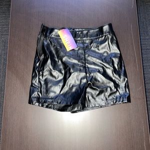 high waisted leather shorts